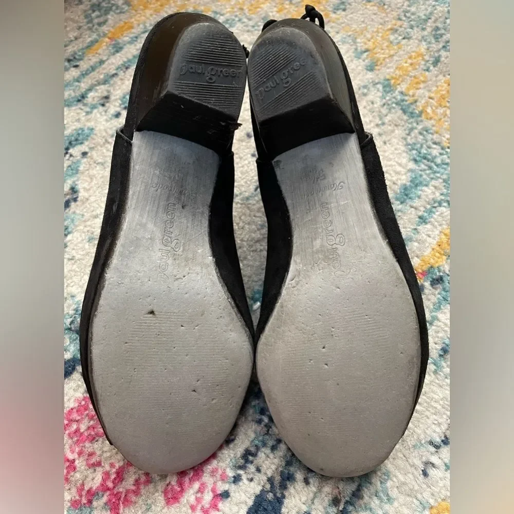 Paul Green Trisha Austria Black Nubuck Suede Open Toe Slingback Sandal U…
